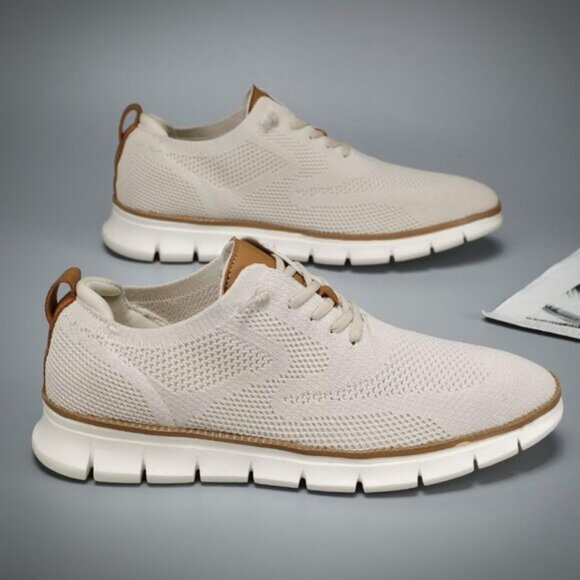 ⚡Men\'s Beige Mesh Casual Walking Business Oxfords Work Lightweight Sneakers